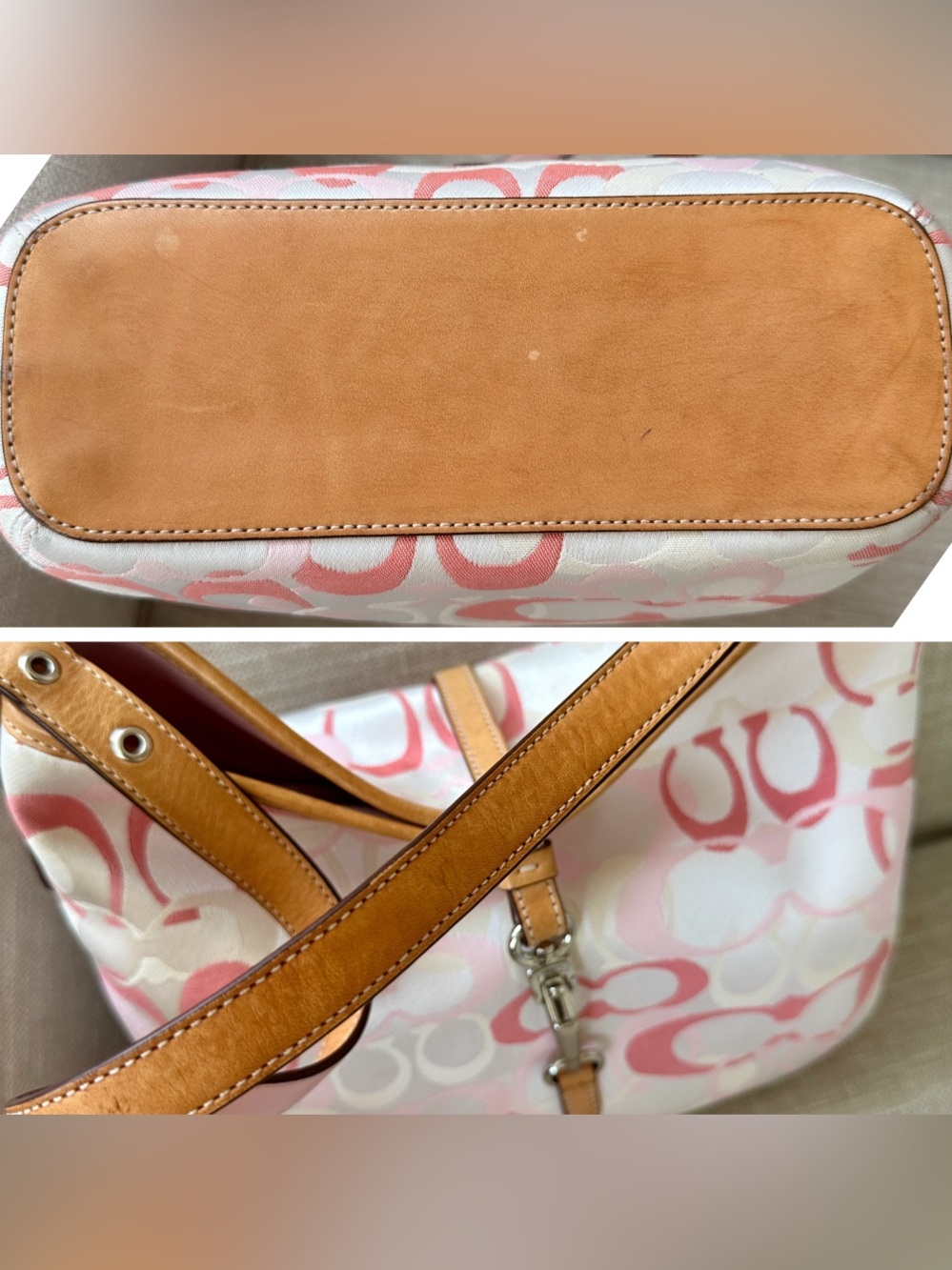 Rare Y2K Coach Pink Signature Optic C Hampton Clip Hobo - Picture 8 of 17